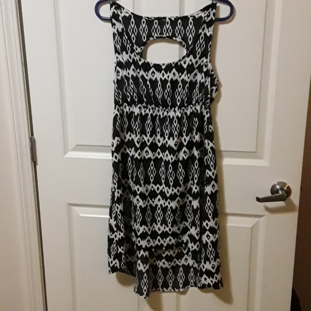Black and white open back dress